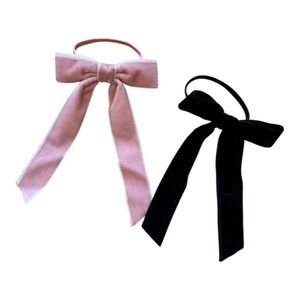 Pink and Black Velvet Bow Hair Tie Set